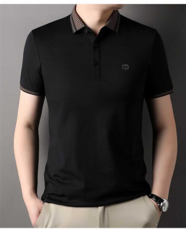 Code: 2001(Black) Premium Cotton Polo Shirt For Men - Image 2